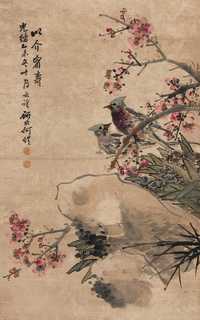 何研北 己未（1895年）作 花鸟 立轴